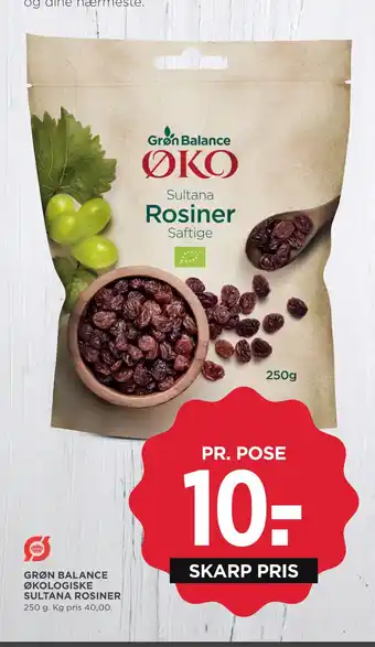 MENY Grøn balance økologiske sultana rosiner tilbud