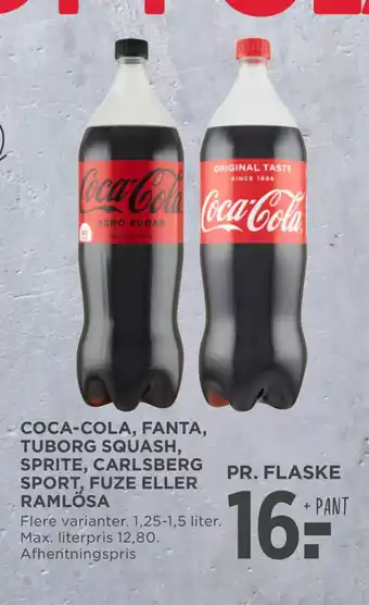 MENY Coca-cola, fanta, tuborg squash, sprite, carlsberg sport, fuze eller ramlösa tilbud