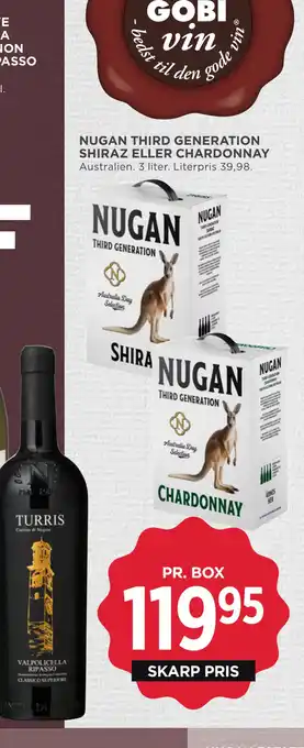 MENY Nugan third generation shiraz eller chardonnay tilbud