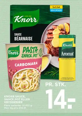 MENY Knorr sauce, snack pot eller krydderier tilbud