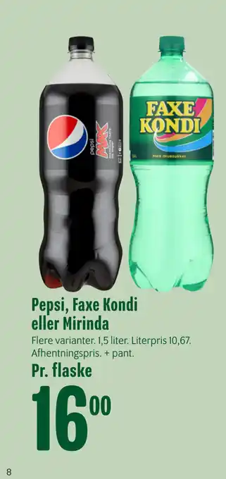 Min Købmand Pepsi, faxe kondi eller mirinda tilbud