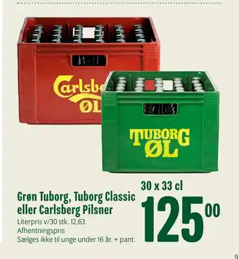 Min Købmand Grøn tuborg, tuborg classic eller carlsberg pilsner tilbud