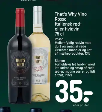 REMA 1000 That's why vino rosso italiensk rød- eller hvidvin 75 cl tilbud