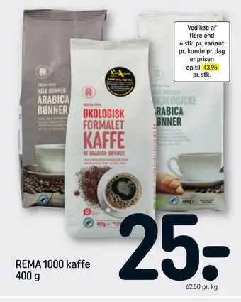 REMA 1000 Rema 1000 kaffe 400 g tilbud