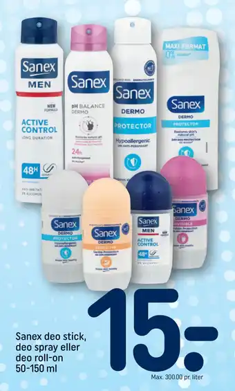 REMA 1000 Sanex deo stick, deo spray eller deo roll-on 50-150 ml tilbud