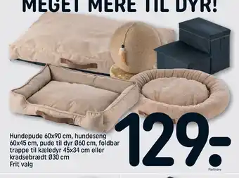 REMA 1000 Hundepude 60x90 cm, hundeseng 60x45 cm, pude til dyr ø60 cm, foldbar trappe til kæledyr 45x34 cm eller kradsebrædt ø30 cm tilbud
