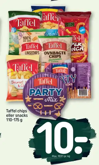 REMA 1000 Taffel chips eller snacks 110-175 g tilbud