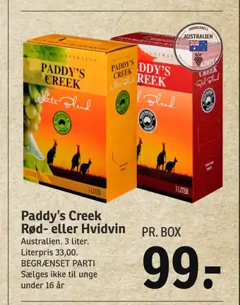 SPAR Paddy’s creek rød- eller hvidvin tilbud