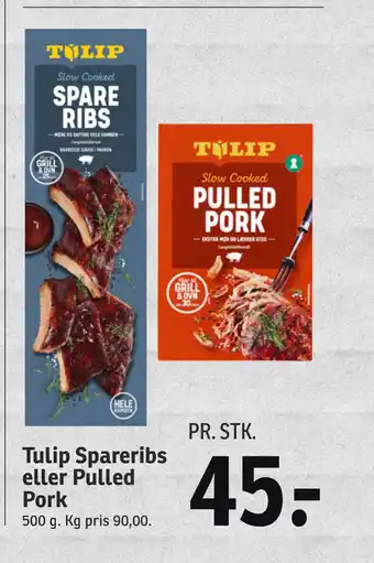 SPAR Tulip spareribs eller pulled pork tilbud