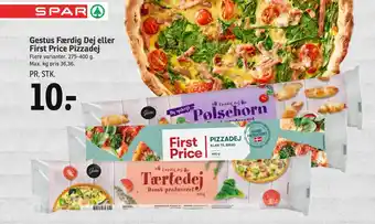 SPAR Gestus færdig dej eller first price pizzadej tilbud