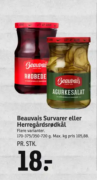 SPAR Beauvais survarer eller herregårds rødkål tilbud