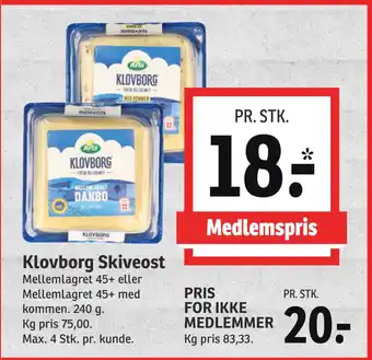 SPAR Klovborg skiveost tilbud