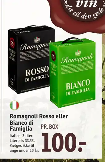 SPAR Romagnoli rosso eller bianco di famiglia tilbud