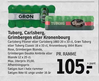 SPAR Tuborg, carlsberg, grimbergen eller kronenbourg tilbud