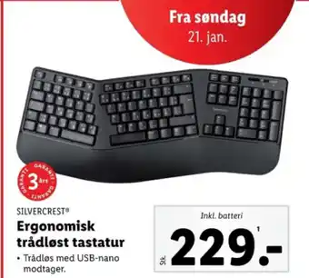 Lidl Ergonomisk trådløst tastatur tilbud