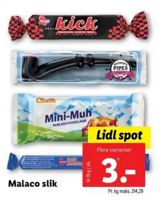 Lidl Malaco slik tilbud
