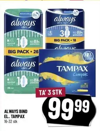 Løvbjerg ALWAYS BIND EL. TAMPAX tilbud