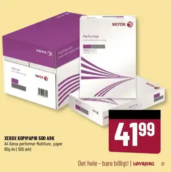 Løvbjerg XEROX KOPIPAPIR 500 ARK tilbud