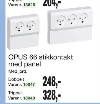 Harald Nyborg Opus 66 stikkontakt med panel tilbud