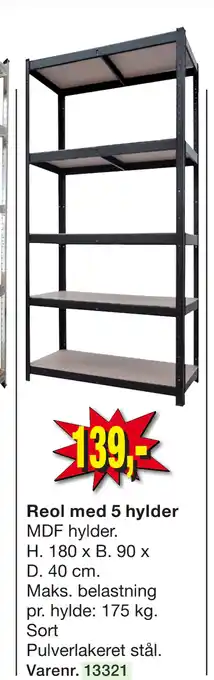 Harald Nyborg Reol med 5 hylder tilbud