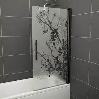 Bauhaus Camargue badekarsvæg skärgård dekor. glas sort 150x80 cm tilbud