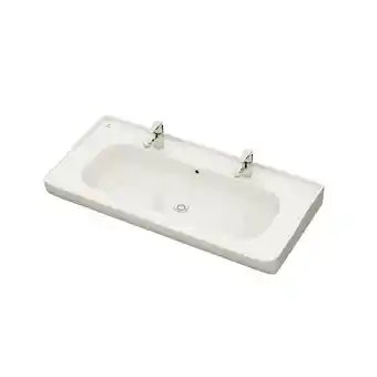Bauhaus Porcelænsvask smygehamn m/2 haner 100,5 x 49 x 10,5 cm tilbud