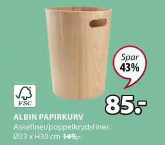 JYSK ALBIN PAPIRKURV tilbud