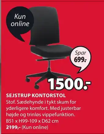 JYSK SEJSTRUP KONTORSTOL tilbud