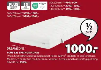 JYSK PLUS S25 SPRINGMADRAS tilbud