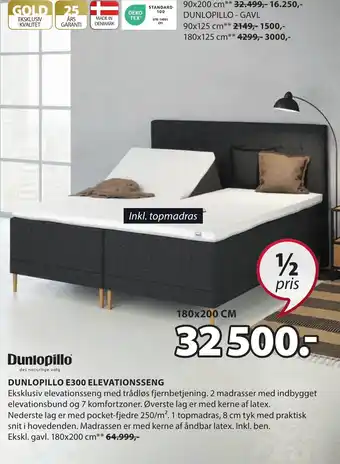 JYSK DUNLOPILLO E300 ELEVATIONSSENG tilbud