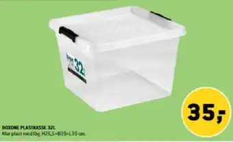 XL-BYG BOXONE PLASTKASSE 32L Klar plast med låg. H26,5*839-L39 cm. tilbud
