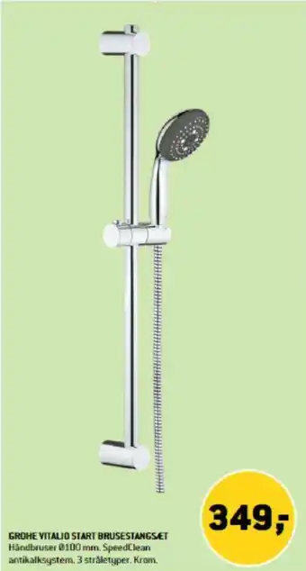 XL-BYG GROHE VITALIO START BRUSESTANGSET Håndbruser 0100 mm. SpeedClean antikalksystem. 3 stråletyper. Krom. tilbud