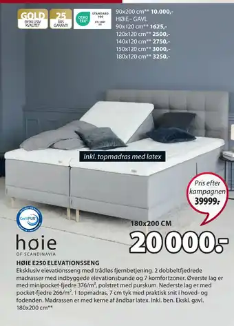 JYSK Høie e250 elevationsseng tilbud