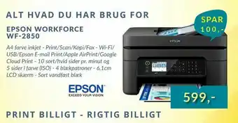 CBC Epson workforce wf-2850 tilbud