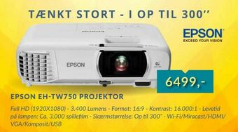 CBC Epson eh-tw750 projektor tilbud