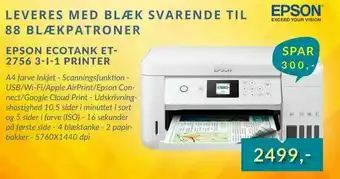 EDB Center Epson ecotank et- 2756 3-i-1 printer tilbud