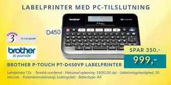 Brother p-touch pt-d450vp labelprinter