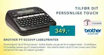 Tjdata Brother pt-d210vp labelprinter tilbud