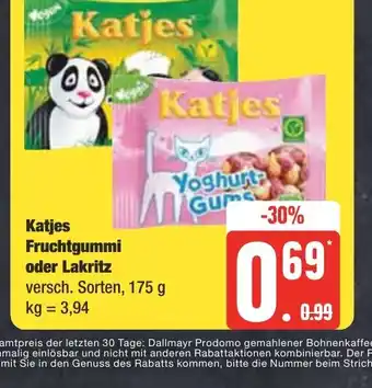 Zentralmarkt Katjes Fruchtgummi oder Lakritz tilbud