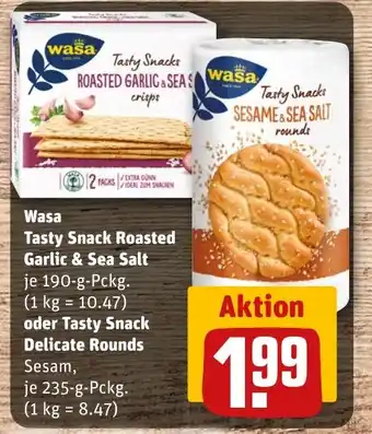REWE DE Wasa Tasty Snack Roasted Garlic & Sea Salt tilbud