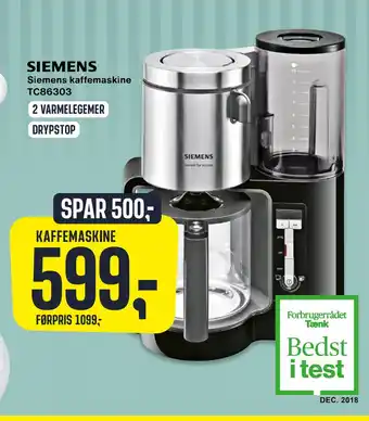 Skousen Siemens kaffemaskine tc86303 tilbud