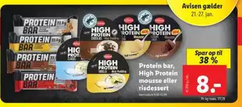 Lidl Protein bar, High Protein mousse eller risdessert tilbud