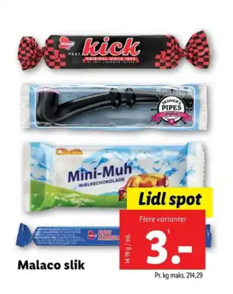 Lidl Malaco slik tilbud