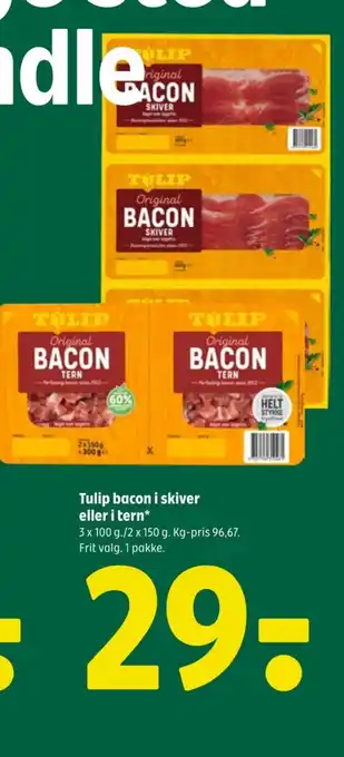 Coop 365 Tulip bacon i skiver eller i tern tilbud