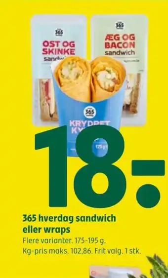 Coop 365 365 hverdag sandwich eller wraps tilbud
