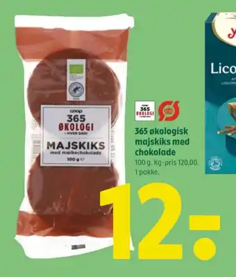Coop 365 365 økologisk majskiks med chokolade tilbud