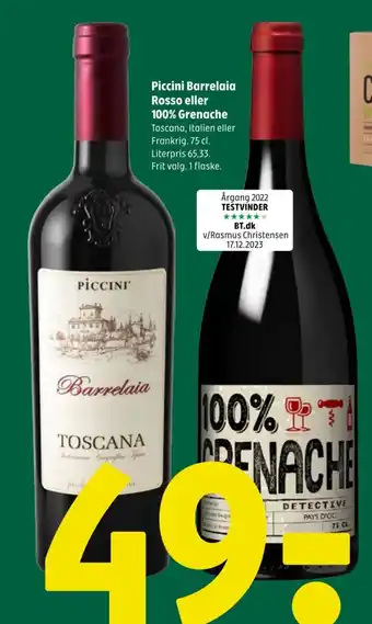 Piccini Barrelaia Rosso eller 100% Grenache