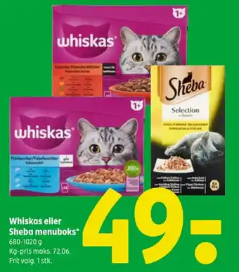 Coop 365 Whiskas eller Sheba menuboks tilbud