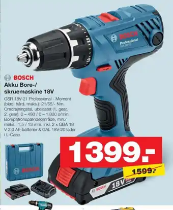 Bauhaus BOSCH Akku Bore-/ skruemaskine 18V tilbud