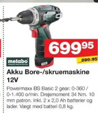 Bauhaus Akku Bore-/skruemaskine 12V tilbud
